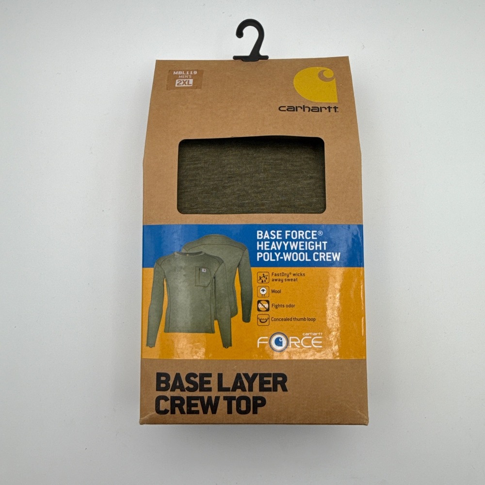 Carhartt Base Layer Force Heavyweight Poly Wool Crew Mens 2XL MBL119 BOL HTR NIB